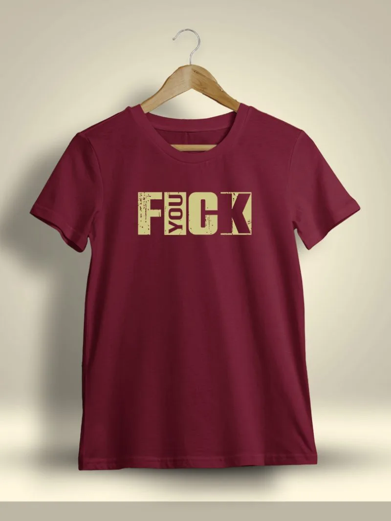 FYOUCK Printed T-Shirt For Men - Half Sleeve Maroon