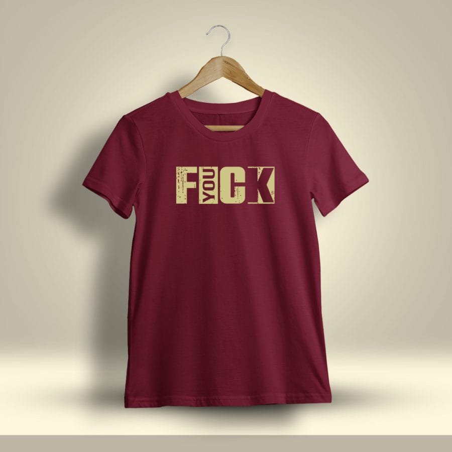 FYOUCK Printed T-Shirt For Men - Half Sleeve Maroon