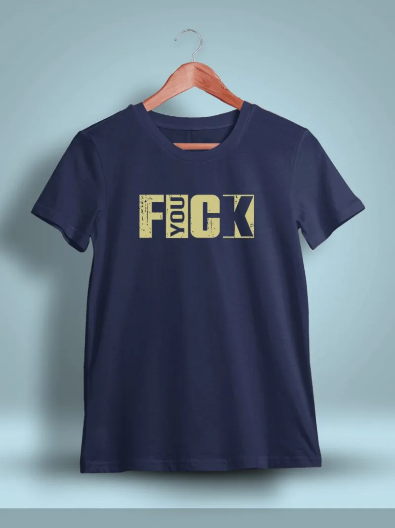 FYOUCK Printed T-Shirt For Men - Half Sleeve Navy Blue