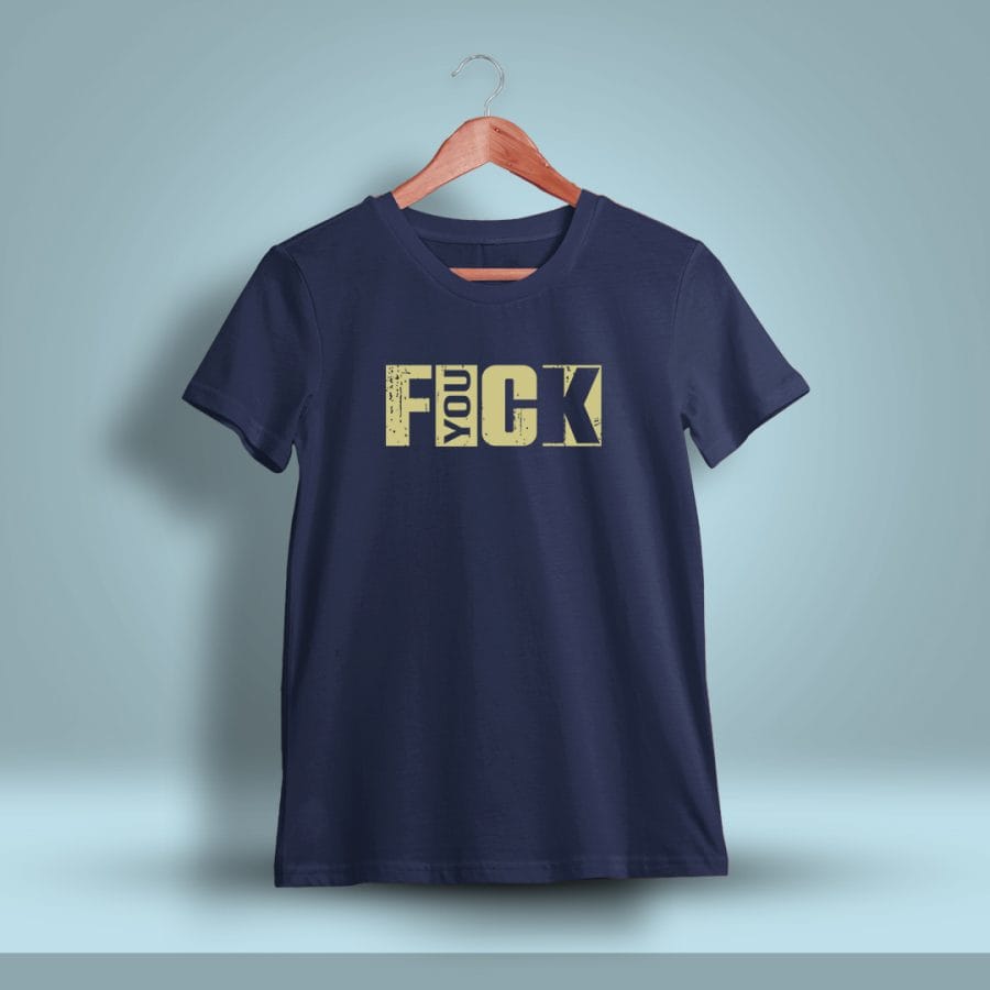 FYOUCK Printed T-Shirt For Men - Half Sleeve Navy Blue