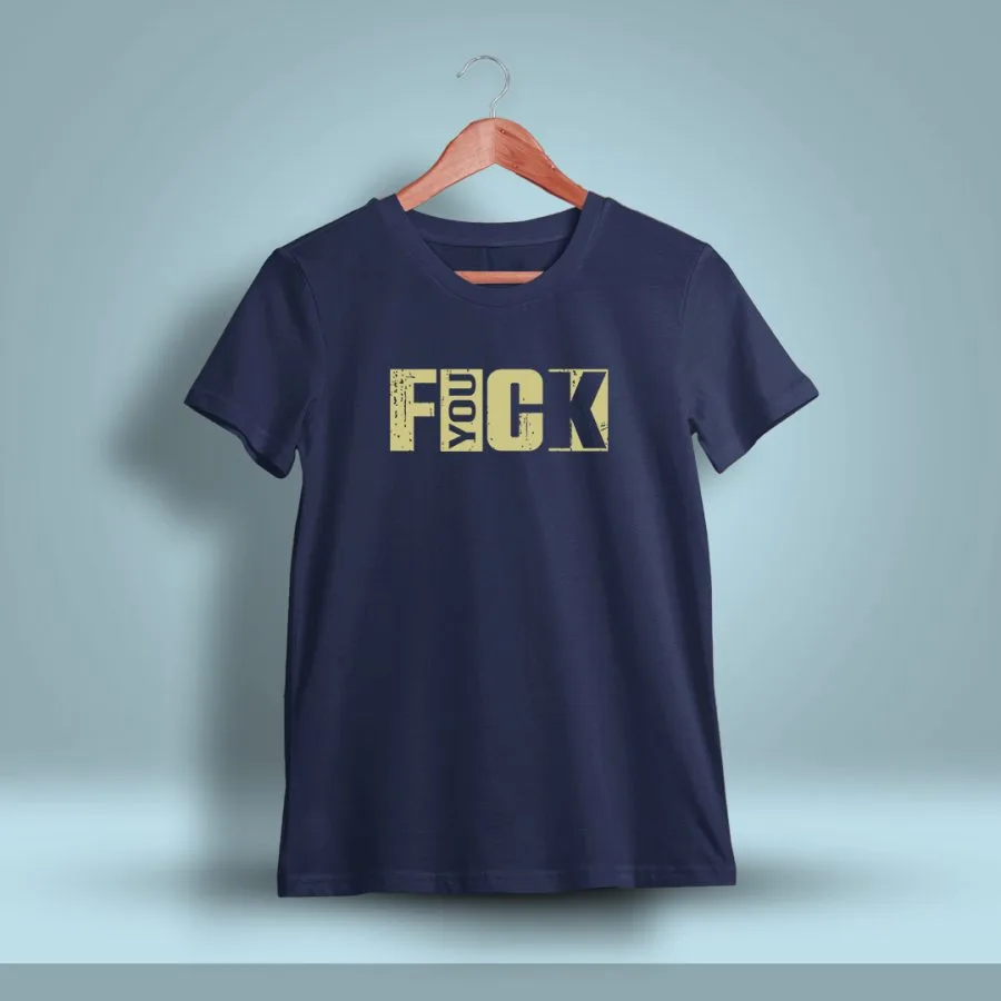 FYOUCK Printed T-Shirt For Men - Half Sleeve Navy Blue