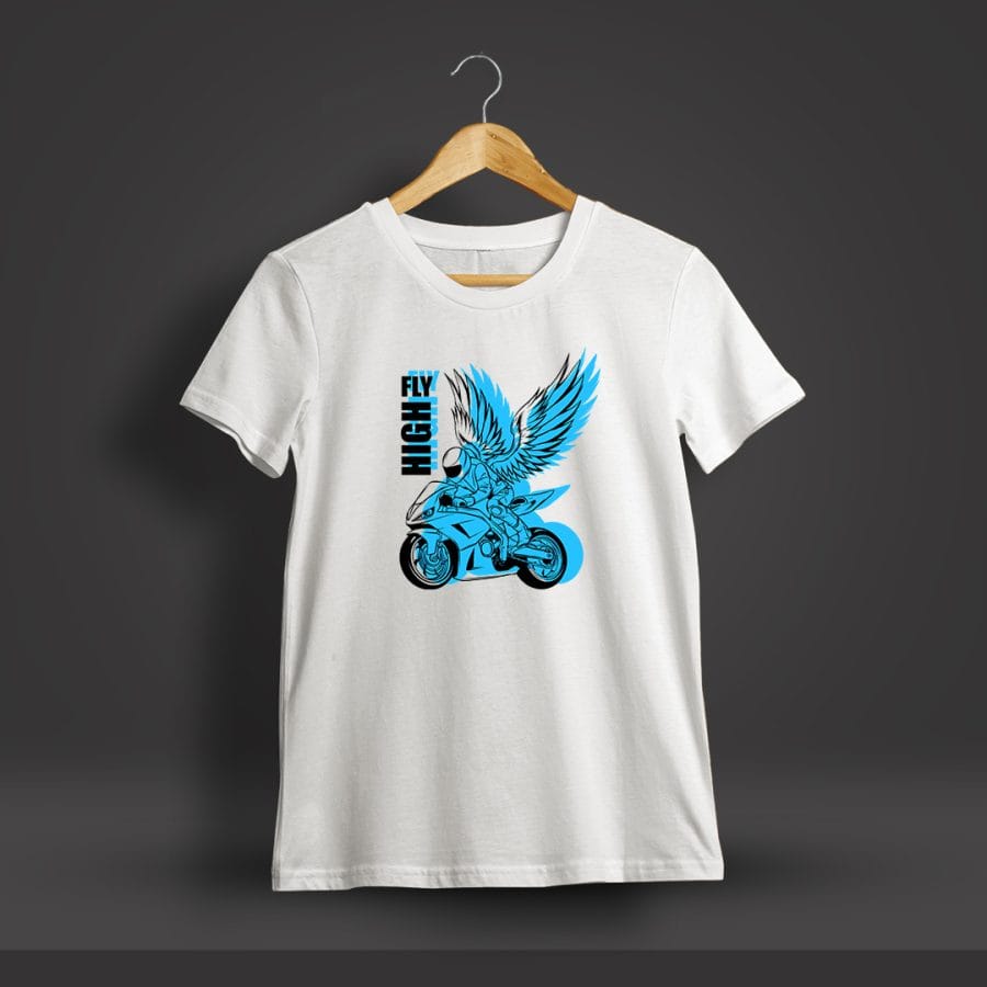 Fly High Bike Printed T-Shirt For Men - Half Sleeve