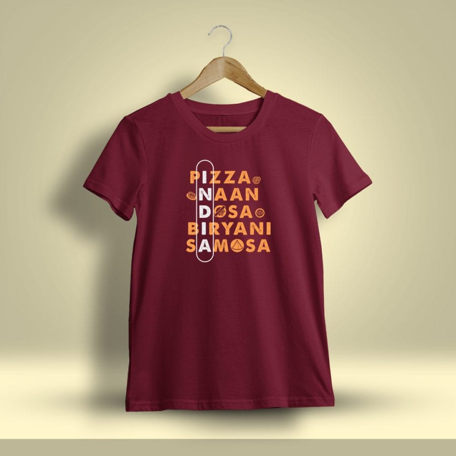Indian Foods Printed T-Shirt For Men - Half Sleeve