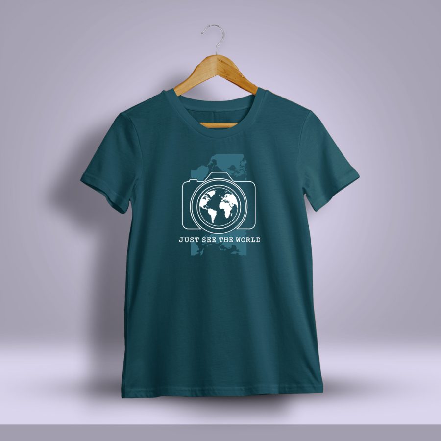 Just See The World Photography Printed T-Shirt For Men - Half Sleeve