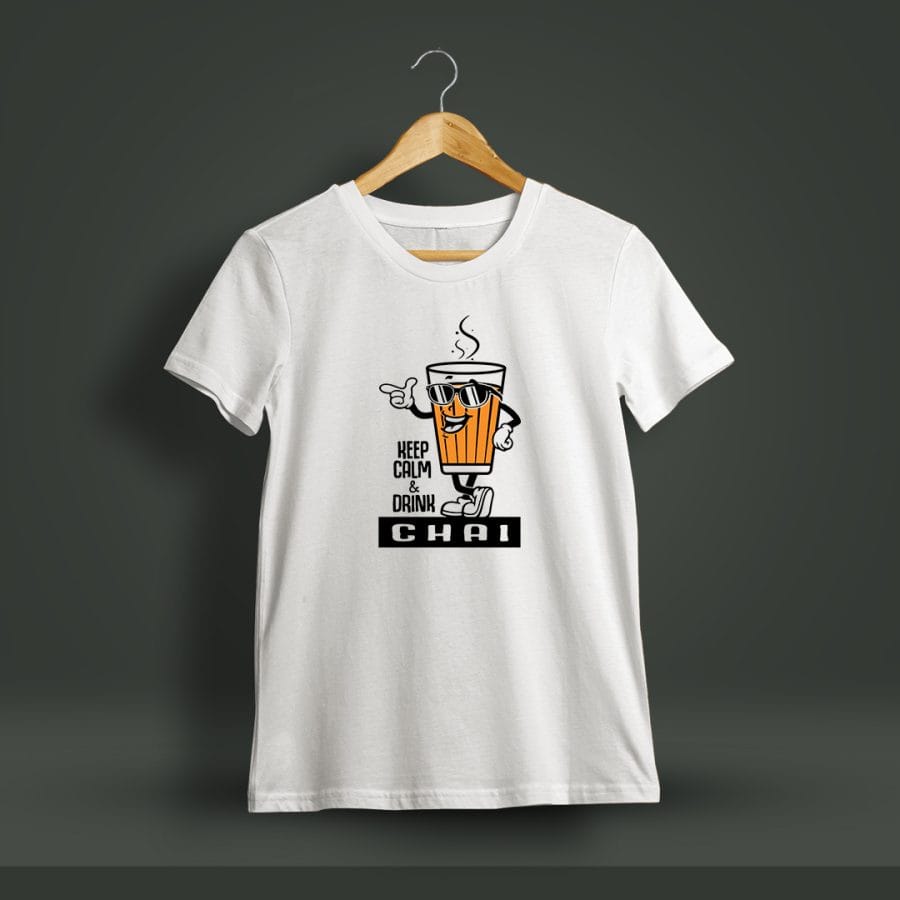 Keep Calm And Drink Chai Printed T-Shirt For Men - Half Sleeve