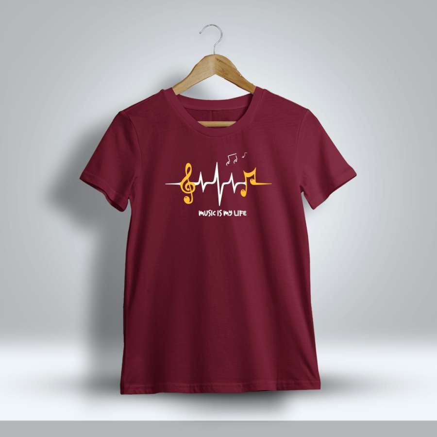 Music Is My Life Printed T-Shirt For Men - Half Sleeve