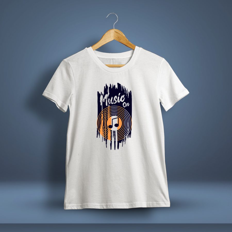 Music On Graphic Printed T-Shirt For Men - Half Sleeve