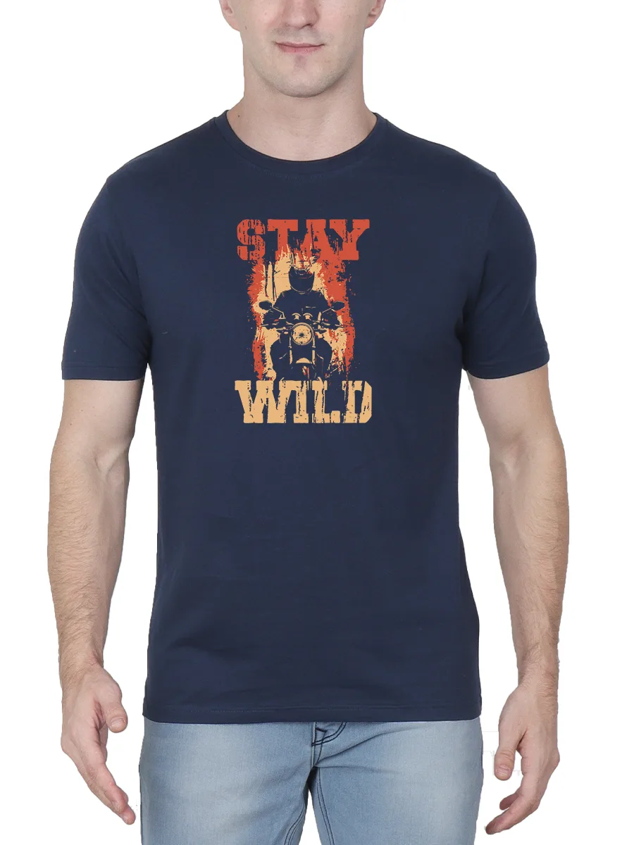 Stay Wild Printed T-Shirt For Men - Half Sleeve - Image 2