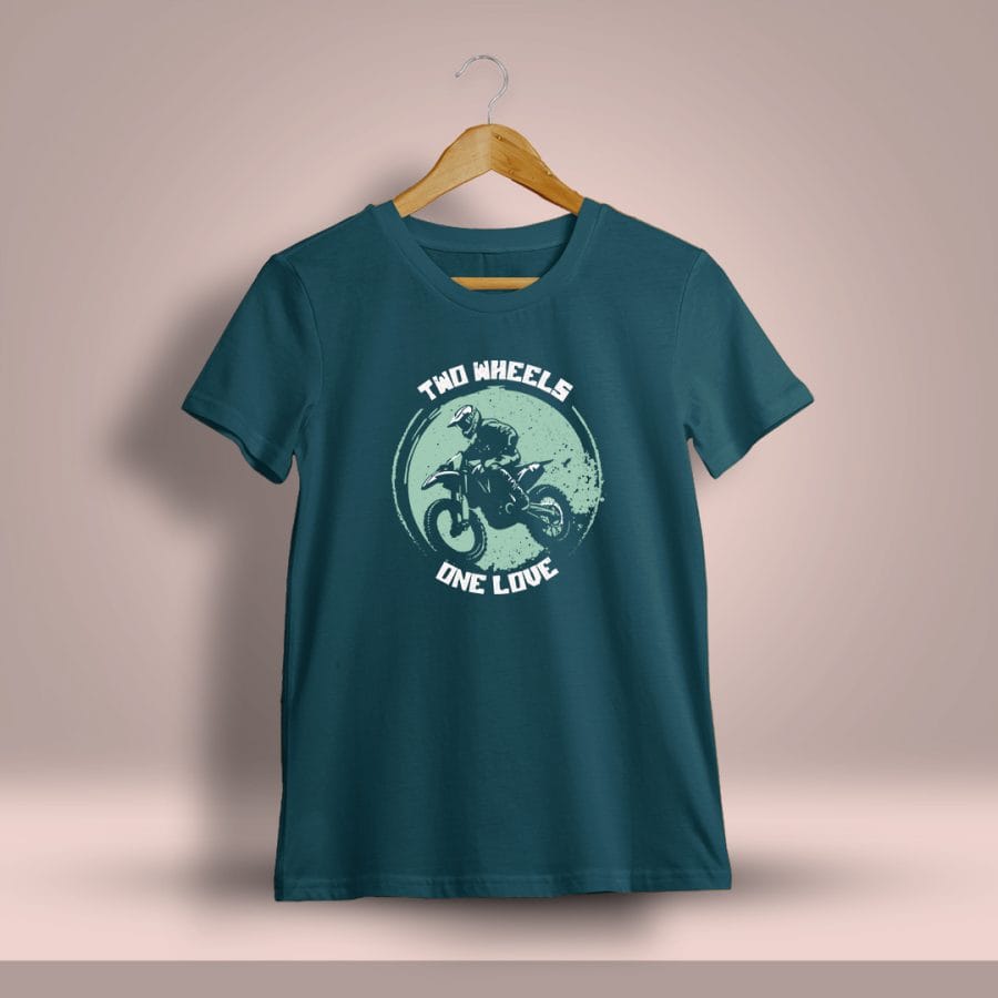 Two Wheels One Love Bike Printed T-Shirt For Men - Half Sleeve