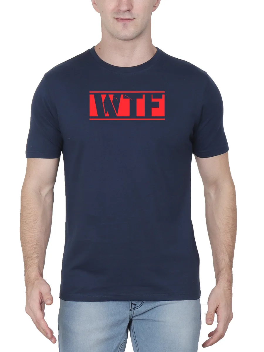 WTF Printed T-Shirt For Men - Half Sleeve - Image 2