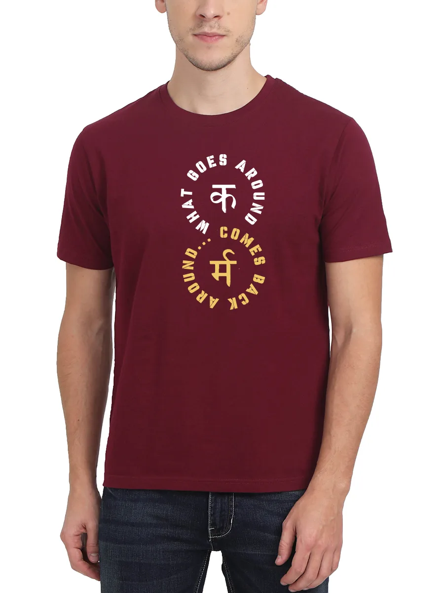 What Goes Around Comes Around Karma Printed T-Shirt For Men - Half Sleeve - Image 2