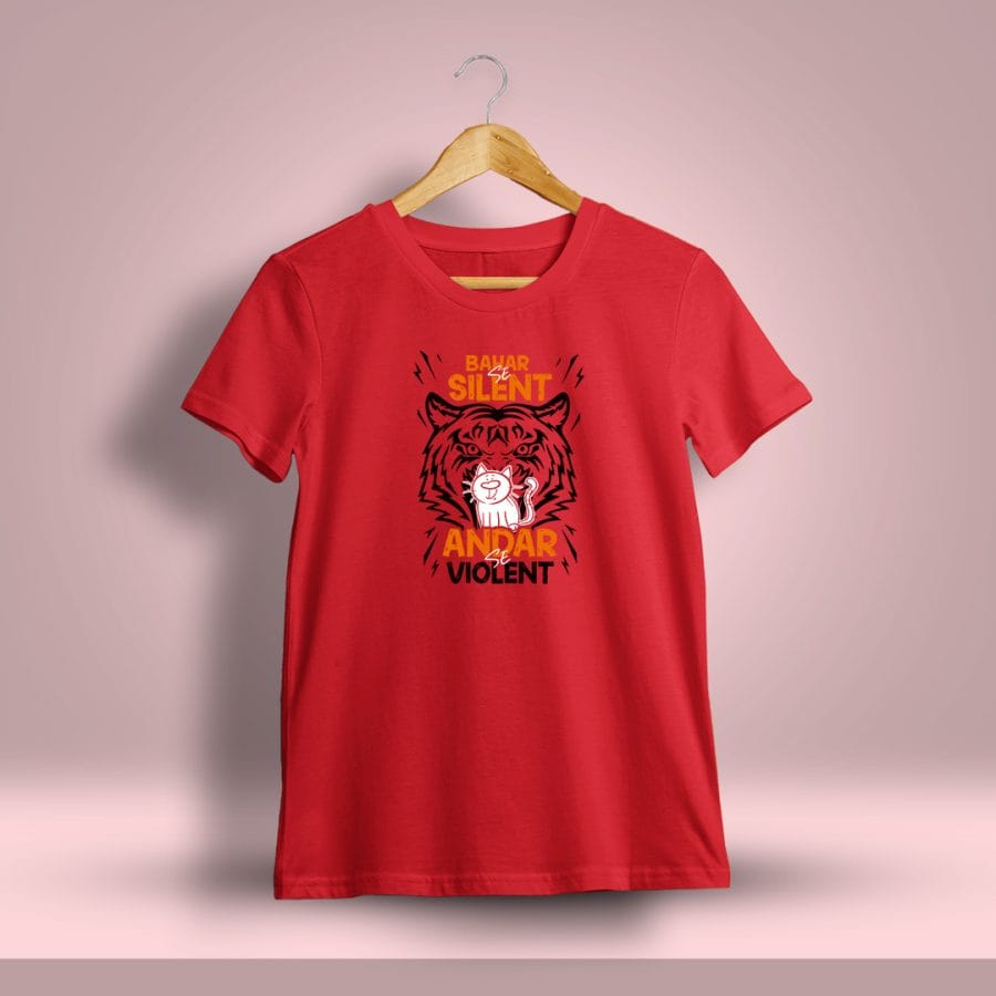Bahar Se Silent Andar Se Violent Printed T-Shirt For Men - Half Sleeve