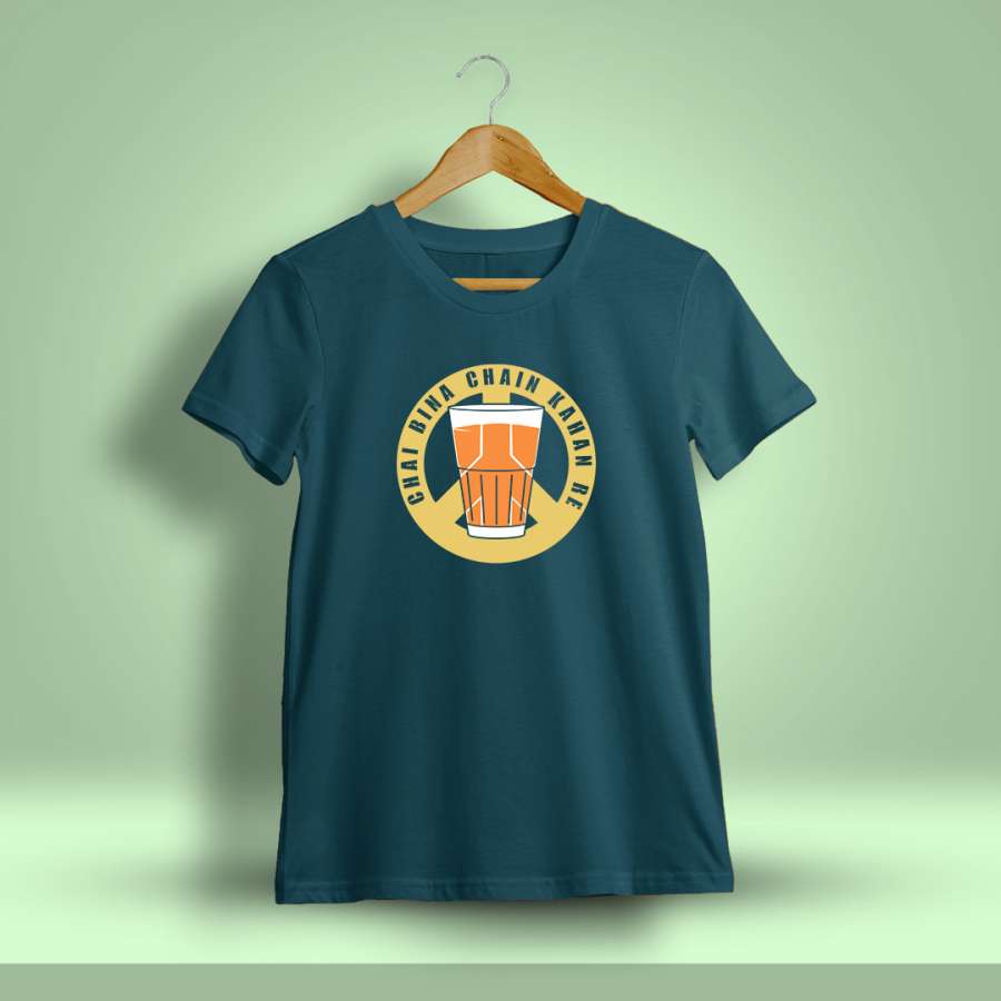 Chai Bina Chain Kahan Re Printed T-Shirt For Men
