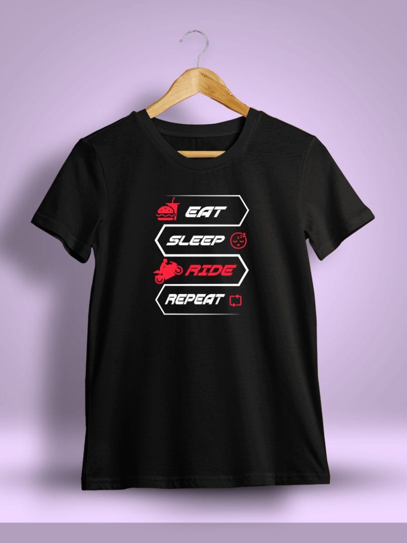 Eat Sleep Ride Repeat Printed T-Shirt For Men - Half sleeve
