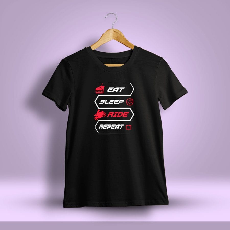 Eat Sleep Ride Repeat Printed T-Shirt For Men - Half sleeve