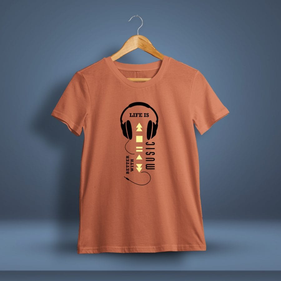 Life Is Better With Music Printed T-Shirt For Men - Half sleeve