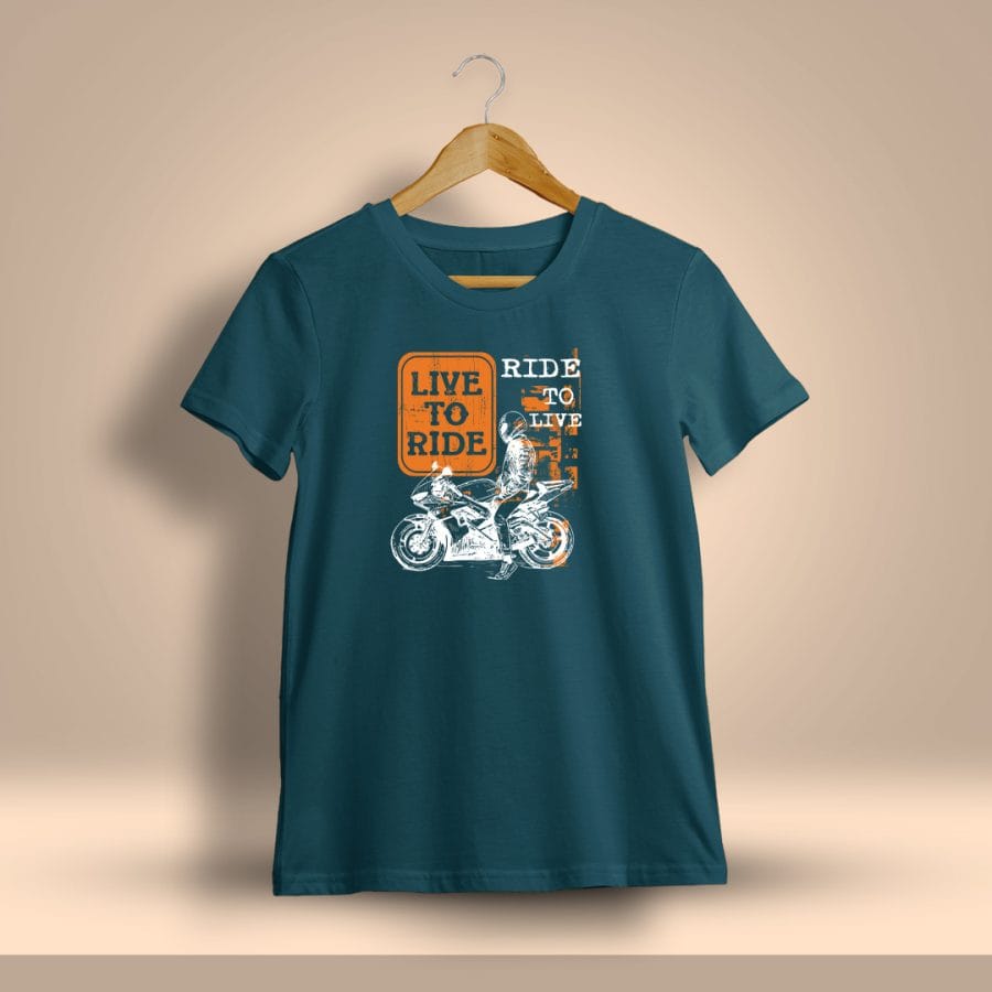 Live To Ride, Ride To Live Printed T-Shirt For Men - Half sleeve