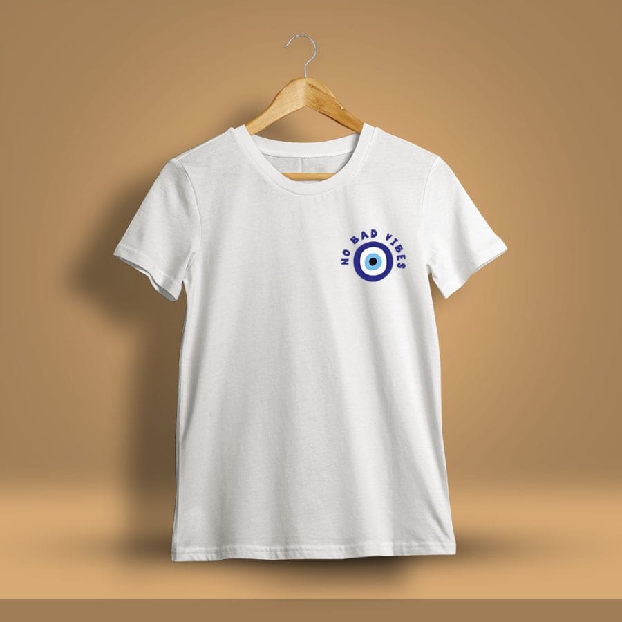 No Bad Vibes Pocket Printed T-Shirt For Men - Half Sleeve