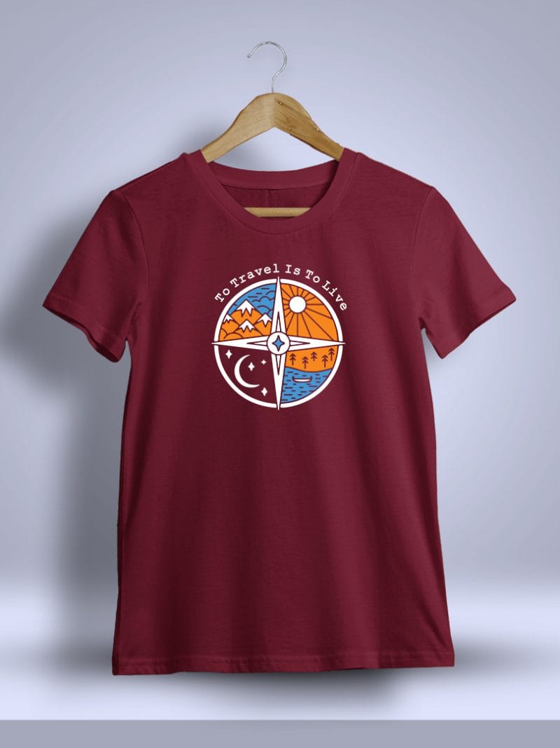 To Travel Is To Live Graphic Printed T-Shirt For Men - Half Sleeve