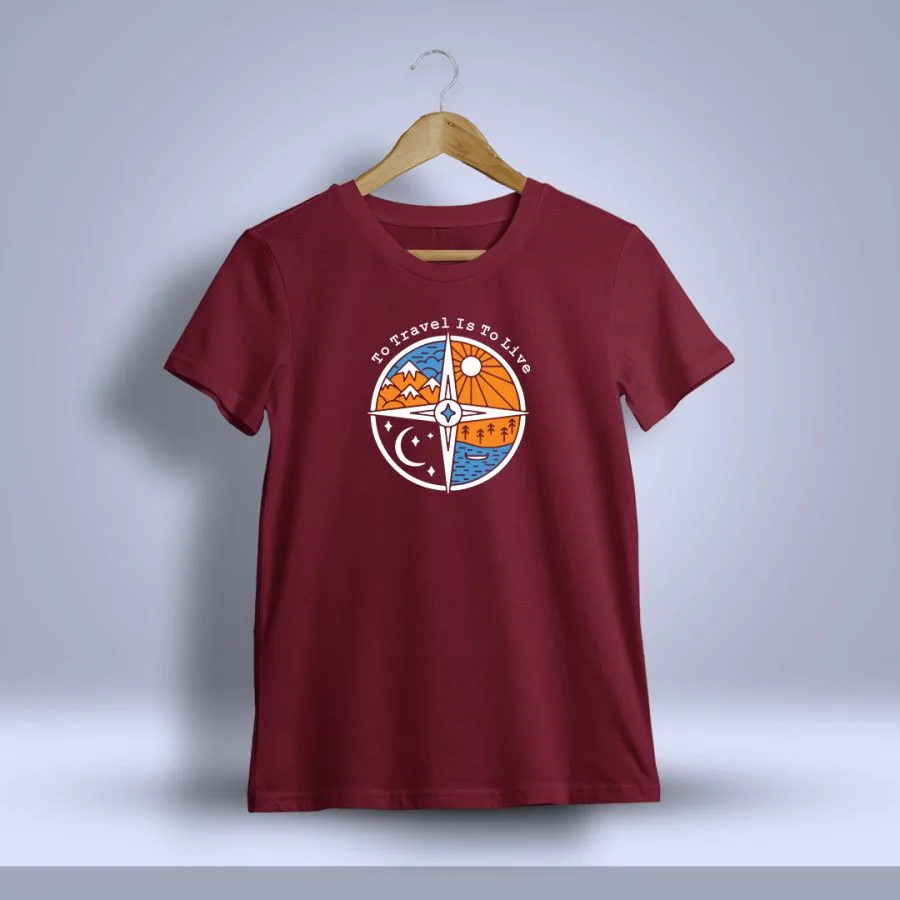 To Travel Is To Live Graphic Printed T-Shirt For Men - Half Sleeve