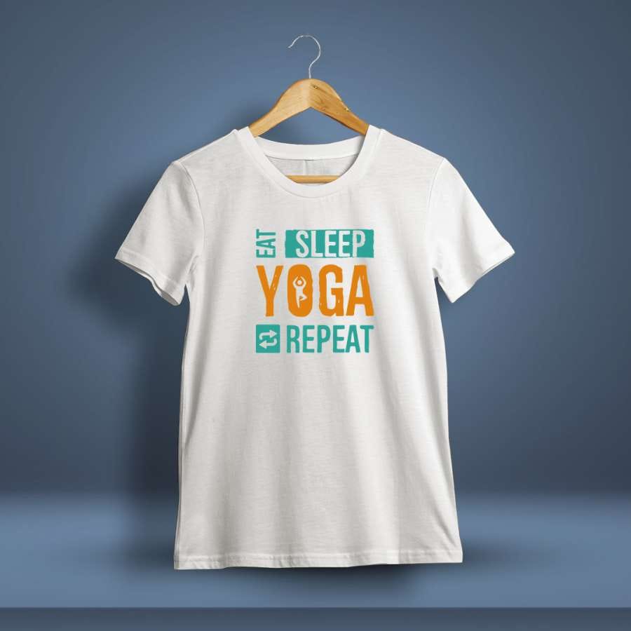 Eat Sleep Yoga Repeat Printed T-Shirt For Men - Half sleeve