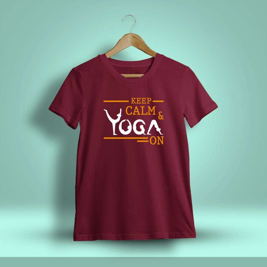 Keep Calm And Yoga On T-Shirt For Men - Half Sleeve