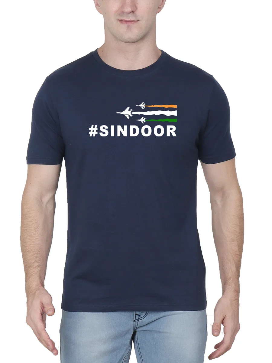 Sindoor T-Shirt For Men - Half Sleeve Navy Blue - Image 2