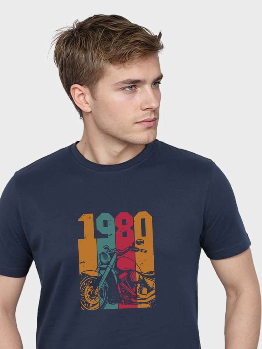 Vintage Motorcycle T-Shirt For Men - Half Sleeve - Image 2