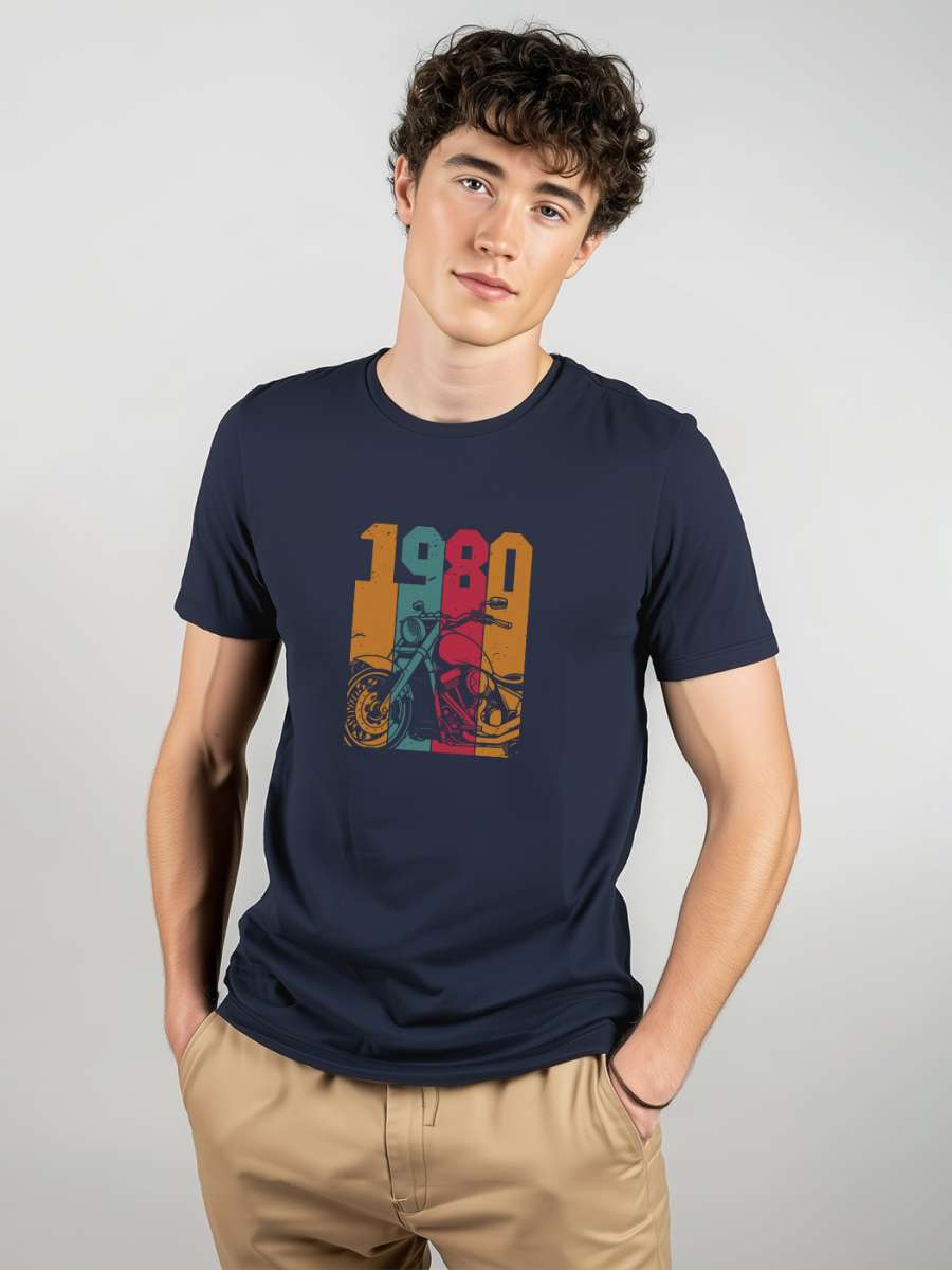Vintage Motorcycle T-Shirt For Men - Half Sleeve
