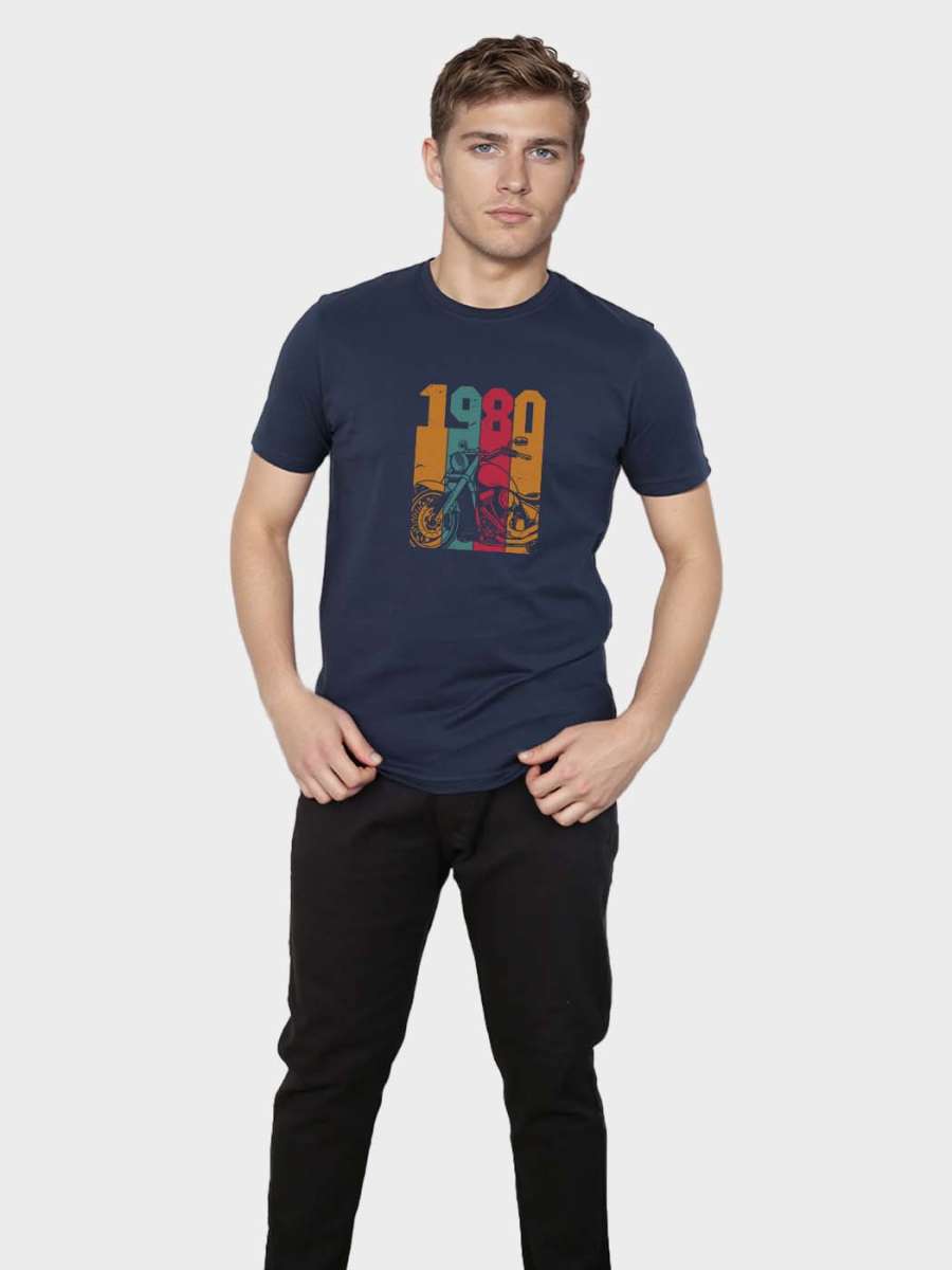 Vintage Motorcycle T-Shirt For Men - Half Sleeve - Image 3