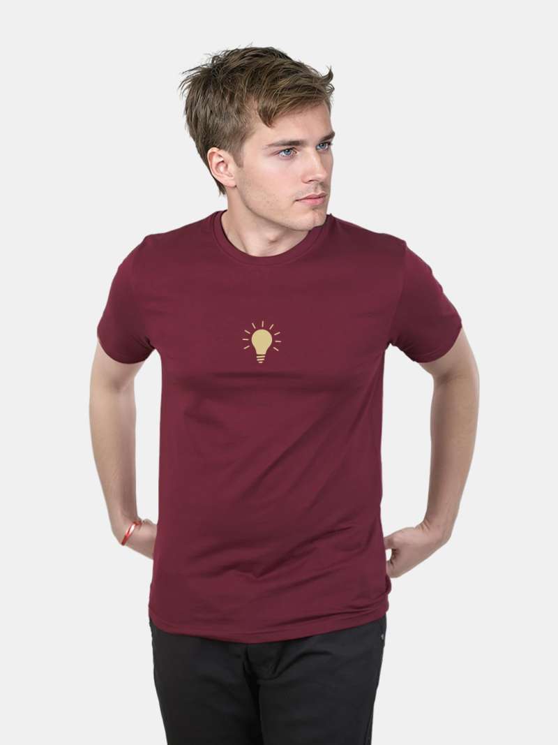 Bulb Printed T-Shirt For Men - Half Sleeve