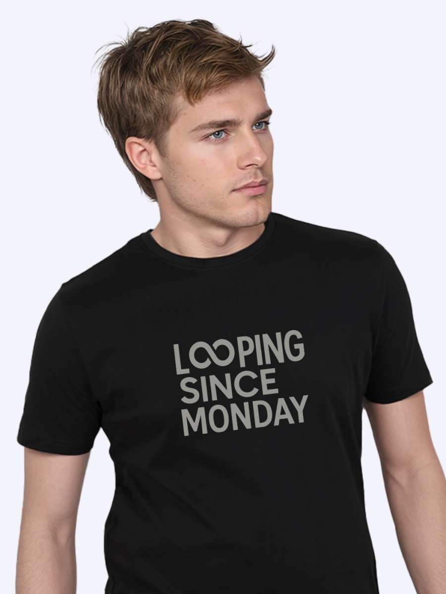 Looping Since Monday Printed T-Shirt For Men - Half Sleeve - Image 2