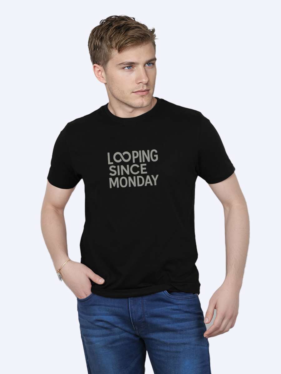 Looping Since Monday Printed T-Shirt For Men - Half Sleeve - Image 3