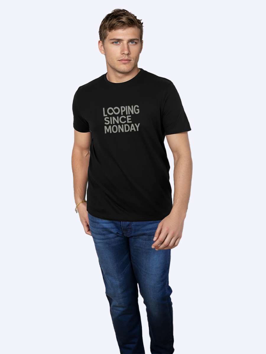 Looping Since Monday Printed T-Shirt For Men - Half Sleeve - Image 4