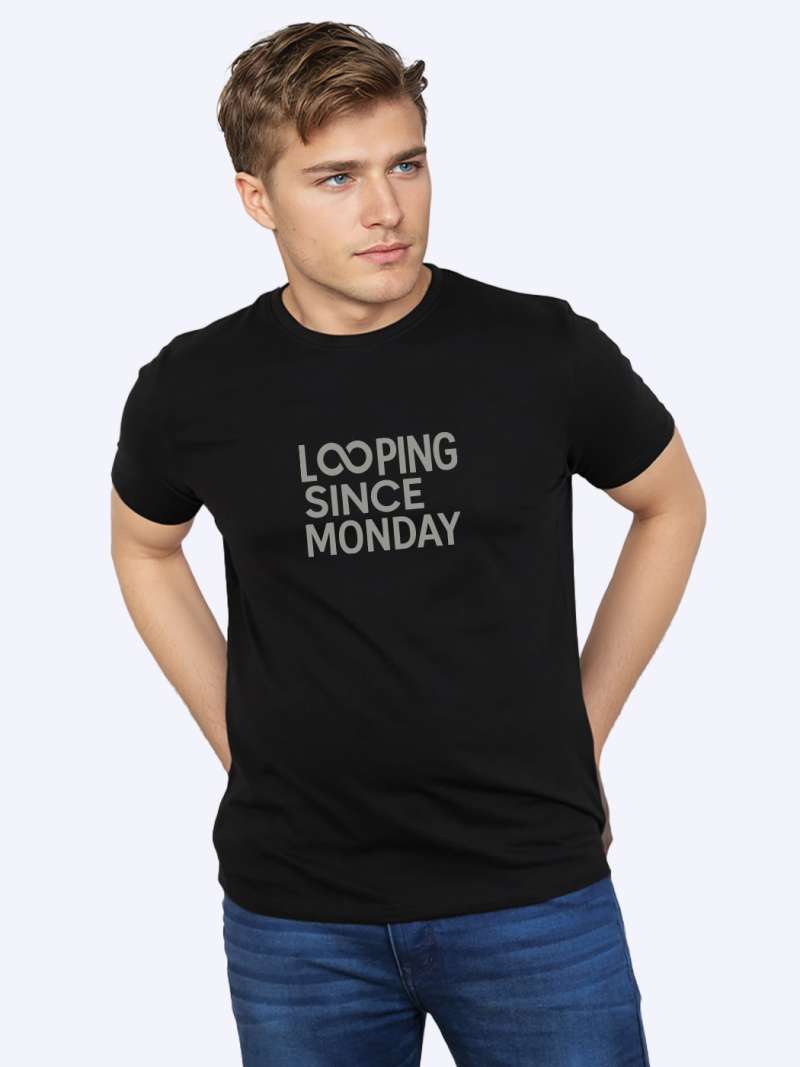 Looping Since Monday Printed T-Shirt For Men - Half Sleeve