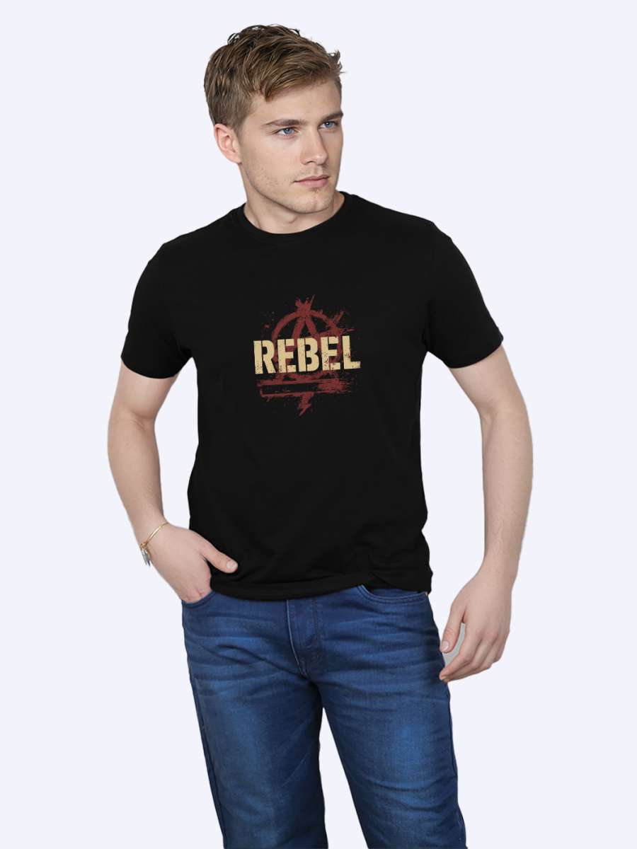 Rebel Printed T-Shirt For Men - Half Sleeve - Image 2