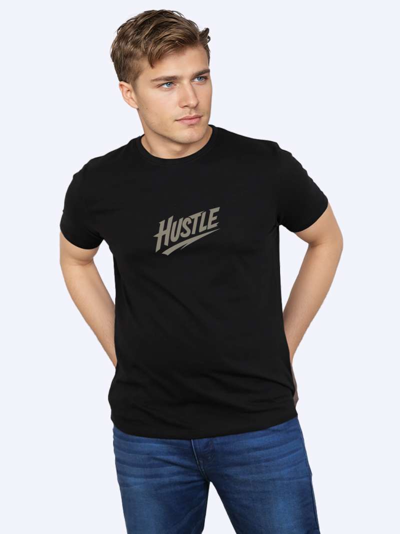 Hustle Printed T-Shirt For Men - Half Sleeve