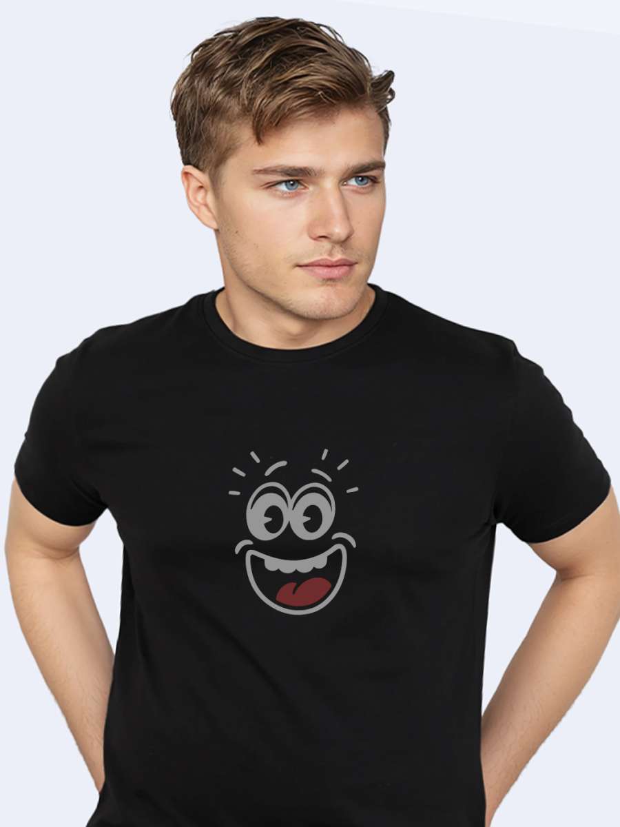Fun Face Printed T-Shirt For Men - Half Sleeve - Image 2