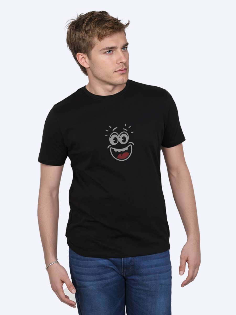 Fun Face Printed T-Shirt For Men - Half Sleeve - Image 3