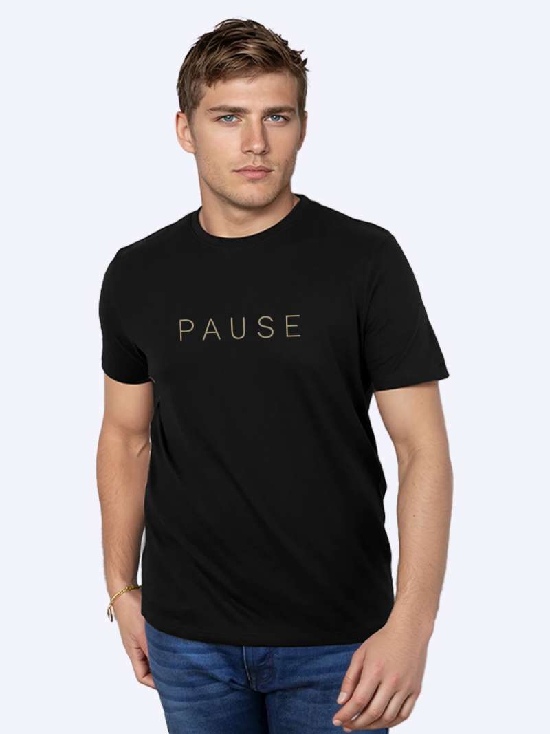 Pause Printed T-Shirt For Men - Half Sleeve