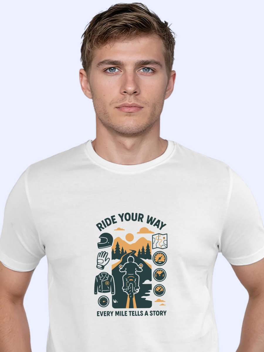 Ride Your Way T-Shirt For Men - Half Sleeve - Image 2