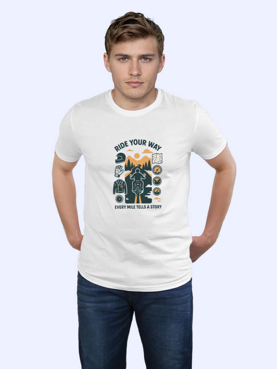 Ride Your Way T-Shirt For Men - Half Sleeve - Image 3