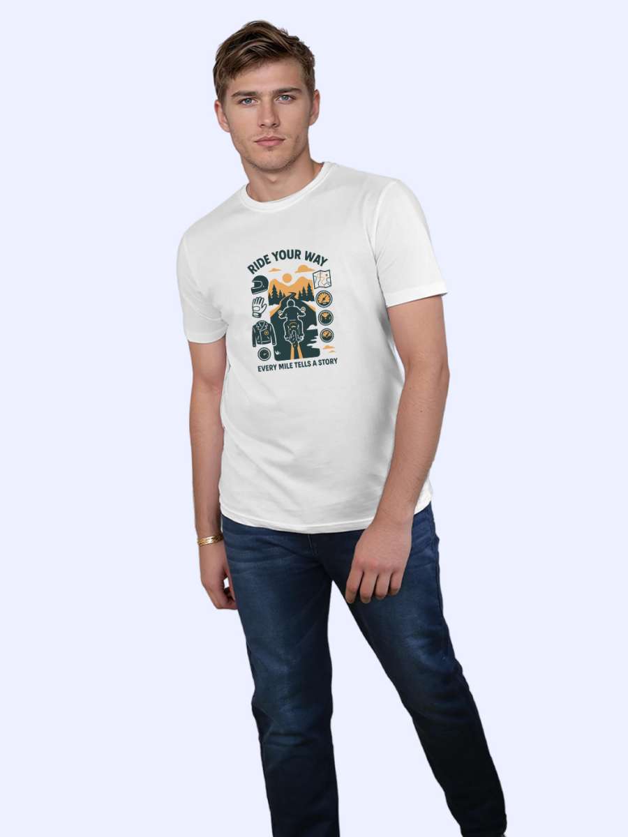Ride Your Way T-Shirt For Men - Half Sleeve - Image 4
