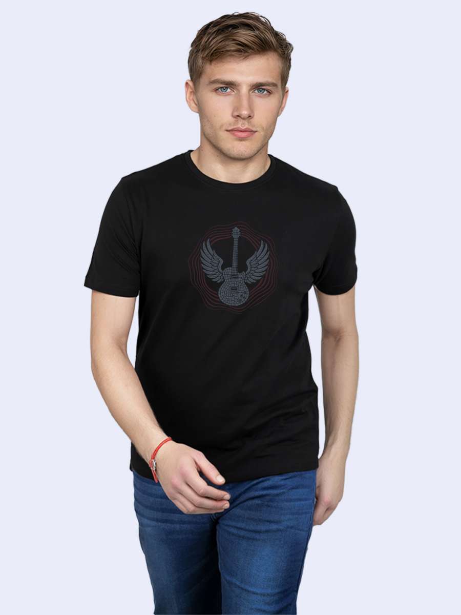 Flying Guitar T-Shirt For Men - Half Sleeve - Image 2