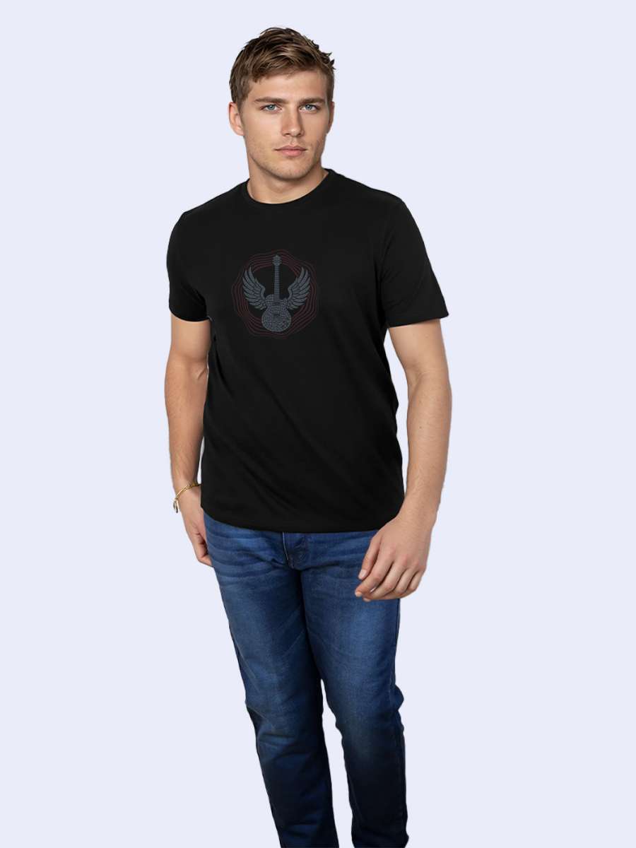 Flying Guitar T-Shirt For Men - Half Sleeve - Image 4
