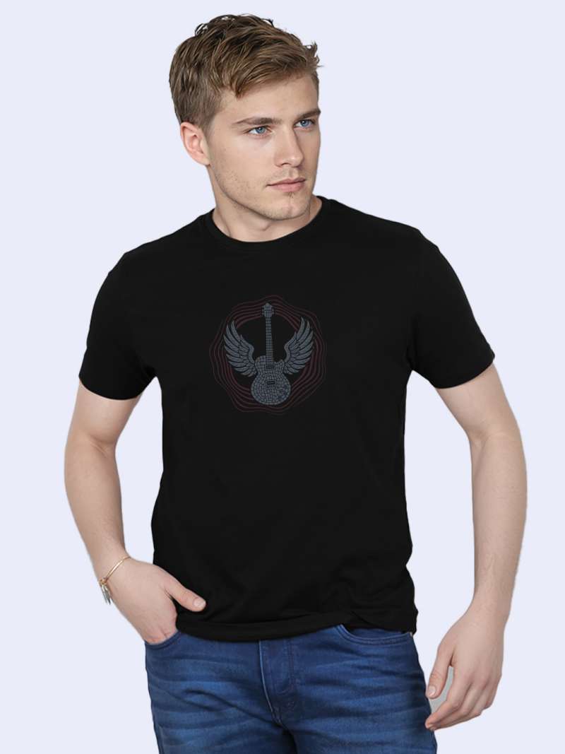 Flying Guitar T-Shirt For Men - Half Sleeve