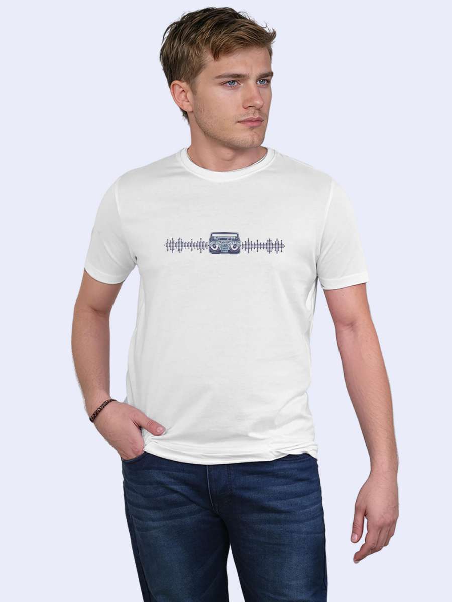 Music Waves T-Shirt For Men - Half Sleeve - Image 2