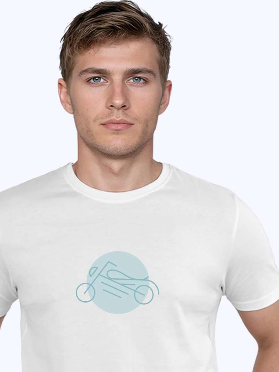 Motorcycle Minimal T-Shirt For Men - Half Sleeve - Image 2