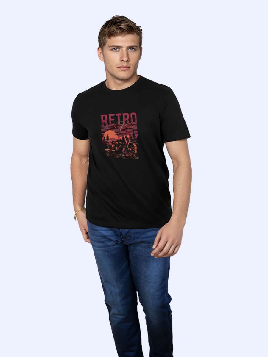 Retro Rider T-Shirt For Men - Half Sleeve - Image 3