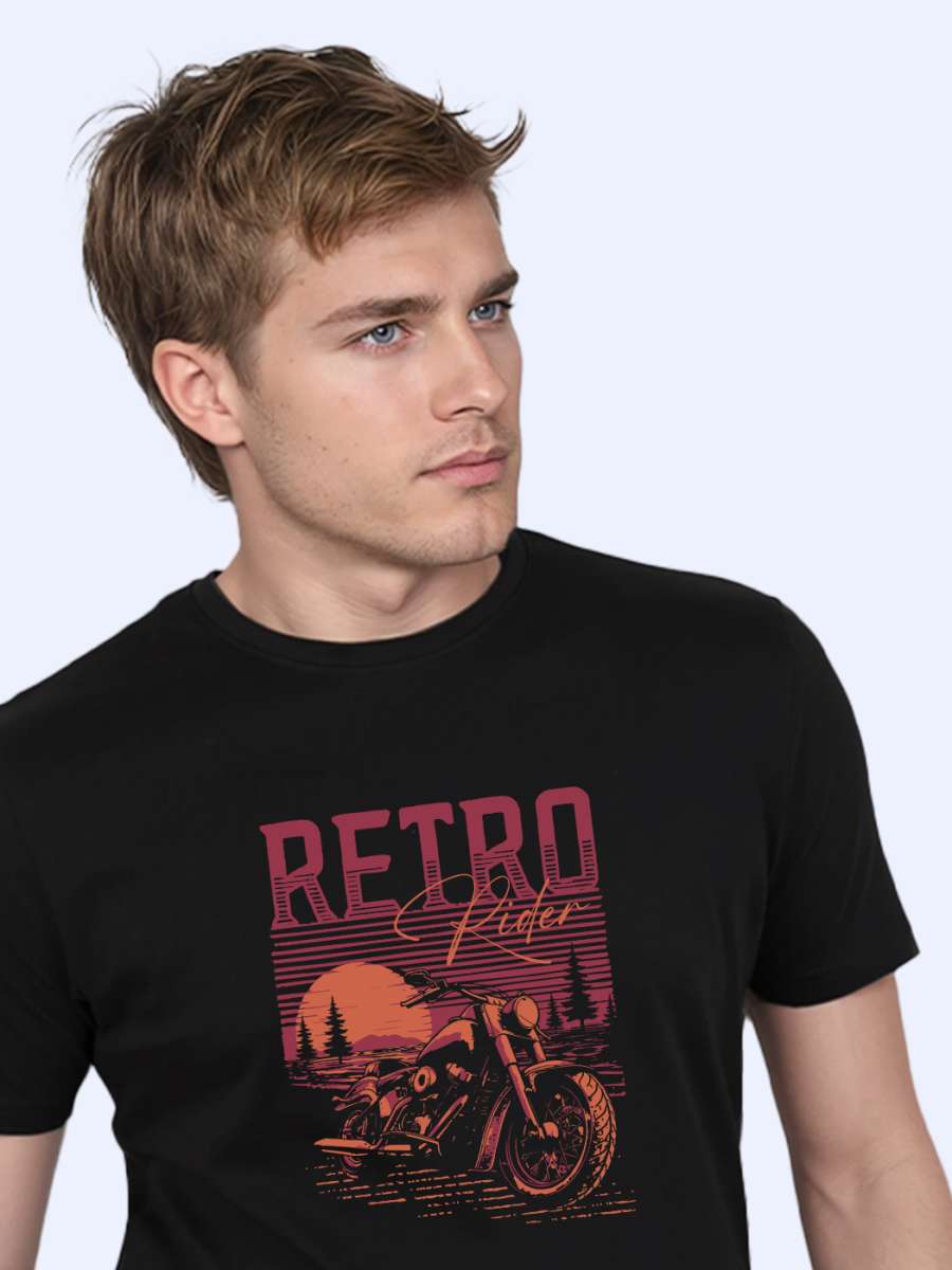 Retro Rider T-Shirt For Men - Half Sleeve - Image 2